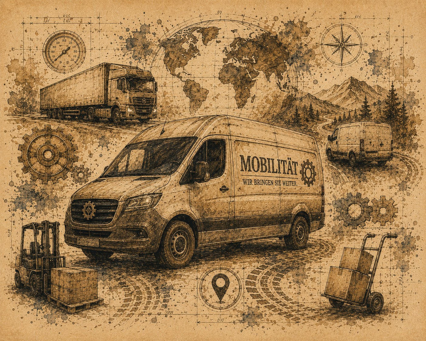 Künstlerische Darstellung zum Thema Mobilität
